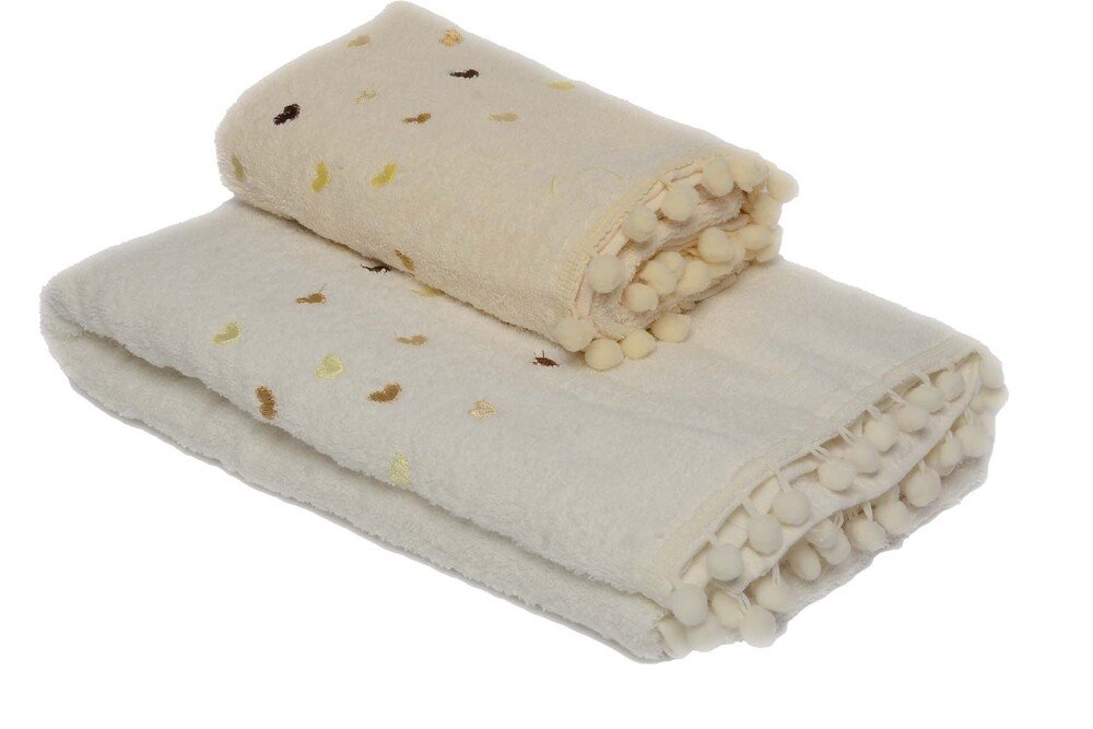 Çekmece - Çekmece Colorful Bath Towel Set Ecru