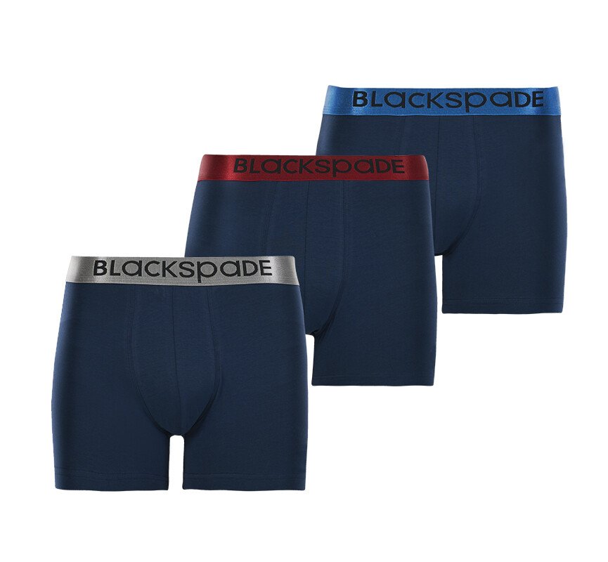 Blackspade - Blackspade Erkek Boxer 3'lü Paket Modern Basics 9470 - Mavi