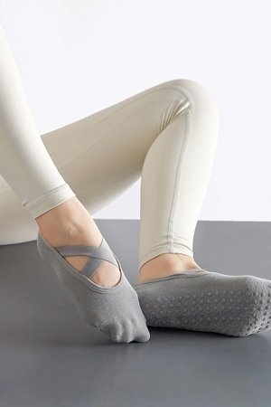 Çekmece 3′Lü Kadın Pilates Çorap Beyaz Gri Siyah - Thumbnail