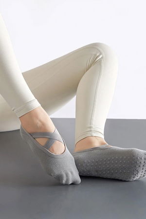 Çekmece 3′Lü Kadın Pilates Çorap Beyaz Gri Siyah - Thumbnail