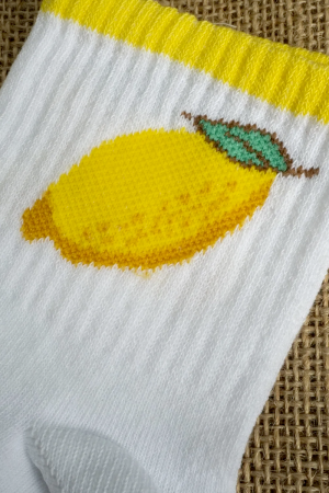 Çekmece 4&prime;lü Meyve Desenli Unisex Konç Patik Meyve - Thumbnail