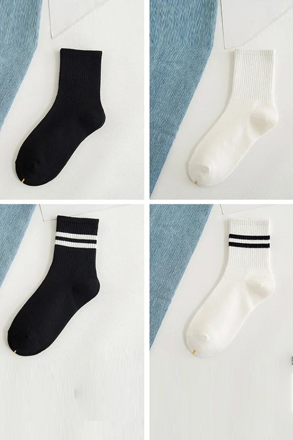 Çekmece - Çekmece 4′lü Siyah Çizgili Unisex Kısa Konç Çorap