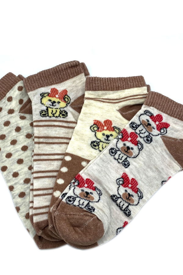 Çekmece - Çekmece 4&prime;Lü Soft Cotton Süslü Köpek Desenli Unisex Patik