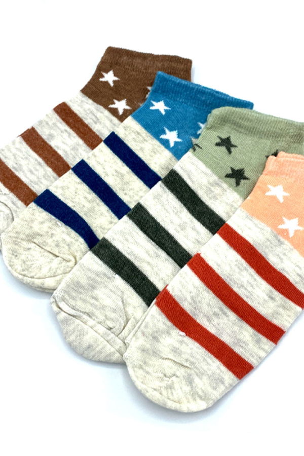 Çekmece - Çekmece 4&prime;Lü Soft Cotton Yıldız Desenli Unisex Patik