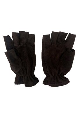 Çekmece 6 Parça Polar Boyunluk Kesik Eldiven Kar Maskesi ve Çorap Set Siyah - Thumbnail