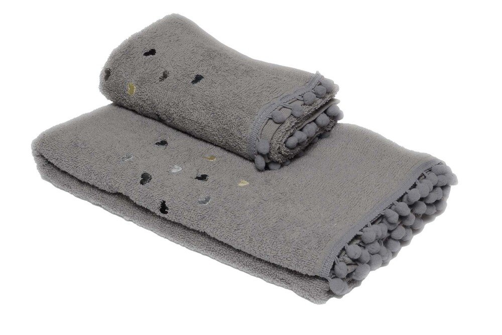 Çekmece - Çekmece Colorful Bath Towel Set Gray