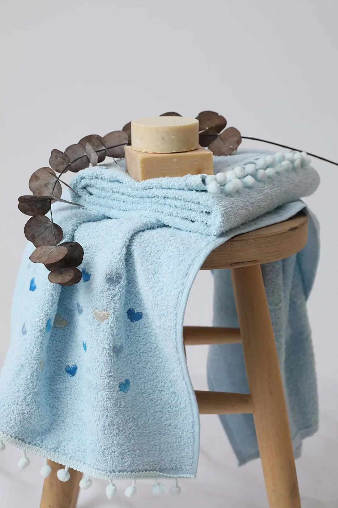 Çekmece - Çekmece Renkli Banyo Havlu Seti Mavi