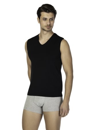 Damat - DS Damat DS0250 Comfort V Yaka Kolsuz T-shirt Siyah