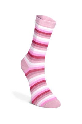 Dündar 6'Lı Kadın Likra Desenli Çorap Çizgili - Thumbnail