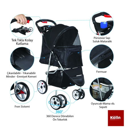 Kölln Katlanabilir Araba SİYAH - Thumbnail