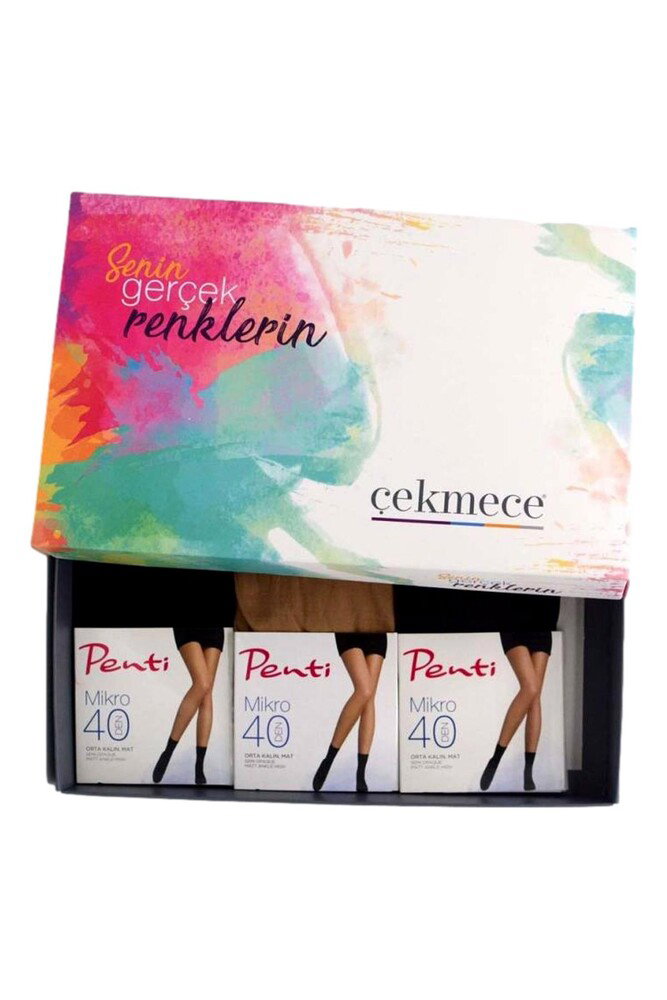 Penti - Penti Mikro 40 Den 3&prime;lü Çorap Siyah-Ten