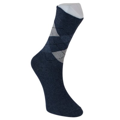 Solonine Premium 5'li Pamuklu Erkek Klasik Desenli Çorap Lacivert/Siyah - Thumbnail
