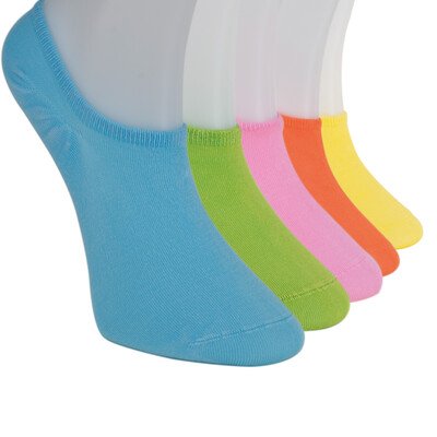 Solonine - Solonine Premium 5li Unisex Görünmez Renkli Çorap Rainbow
