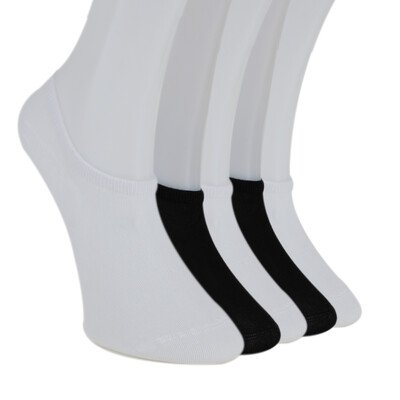 Solonine - Solonine Premium 5li Unisex Görünmez Renkli Çorap Siyah-Beyaz