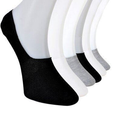 Solonine - Solonine Premium 6lı Unisex Görünmez Kaymaz Bambu Babet Çorap Siyah-Beyaz-Gri