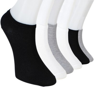 Solonine - Solonine Premium 6lı Unisex Patik Çorap Siyah-Beyaz-Gri