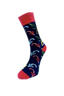 Solonine Yılbaşı Temalı Pamuk Çorap Baston Şeker - Thumbnail