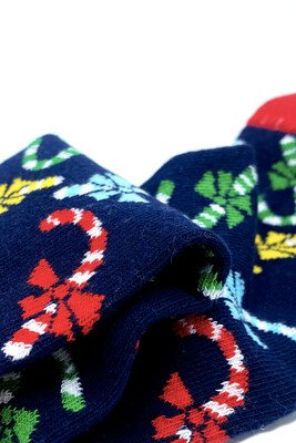 Solonine Yılbaşı Temalı Pamuk Çorap Baston Şeker - Thumbnail