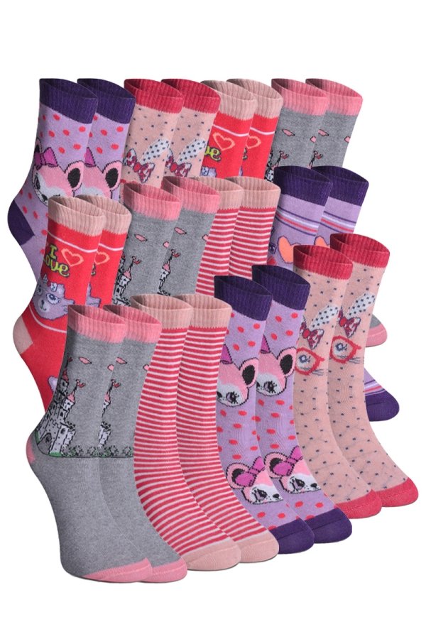 Vakre - Vakre 12′li Kız Çocuk Çorap Çok Renkli