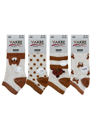 Vakre - Vakre 4′lü Desenli Patik Panda-Noktalı